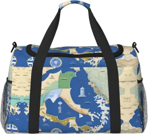 Greece Map print Personal Item Bag Large Duffel Bag Travel Bag Weekender Bag Gym Bag Tote Duffel bag
