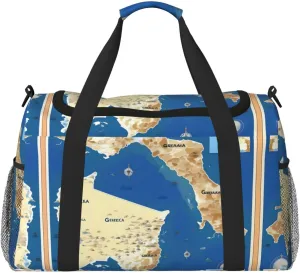 Greece Map Print print Personal Item Bag Large Duffel Bag Travel Bag Weekender Bag Gym Bag Tote Duffel bag