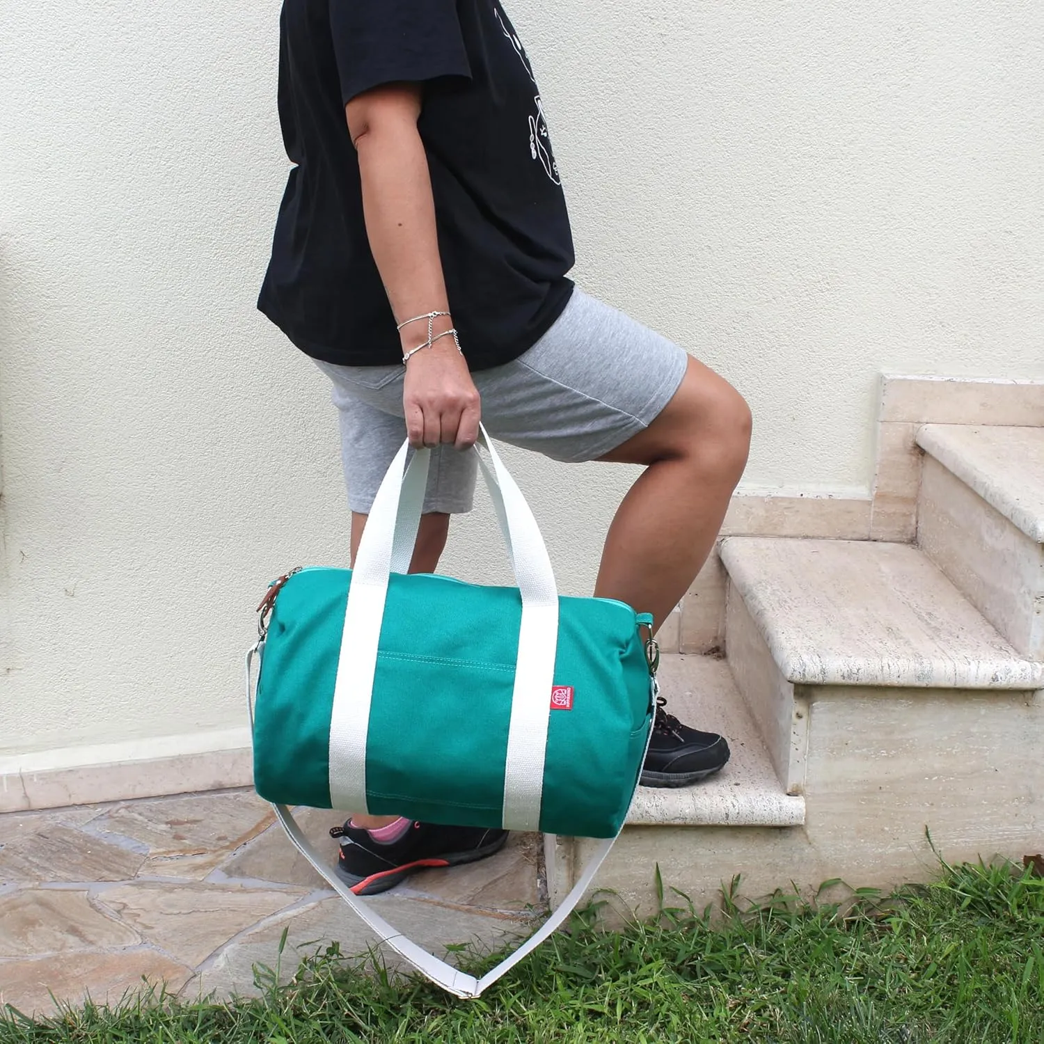 Green Duffle Bag, Canvas Duffel Bag, Waxed Duffle Bag, Eco Duffle Bag, Organic Cotton Bag, Zippered Duffel Bag, Groomsmen Bags, Cute Gym Bag (Canvas)