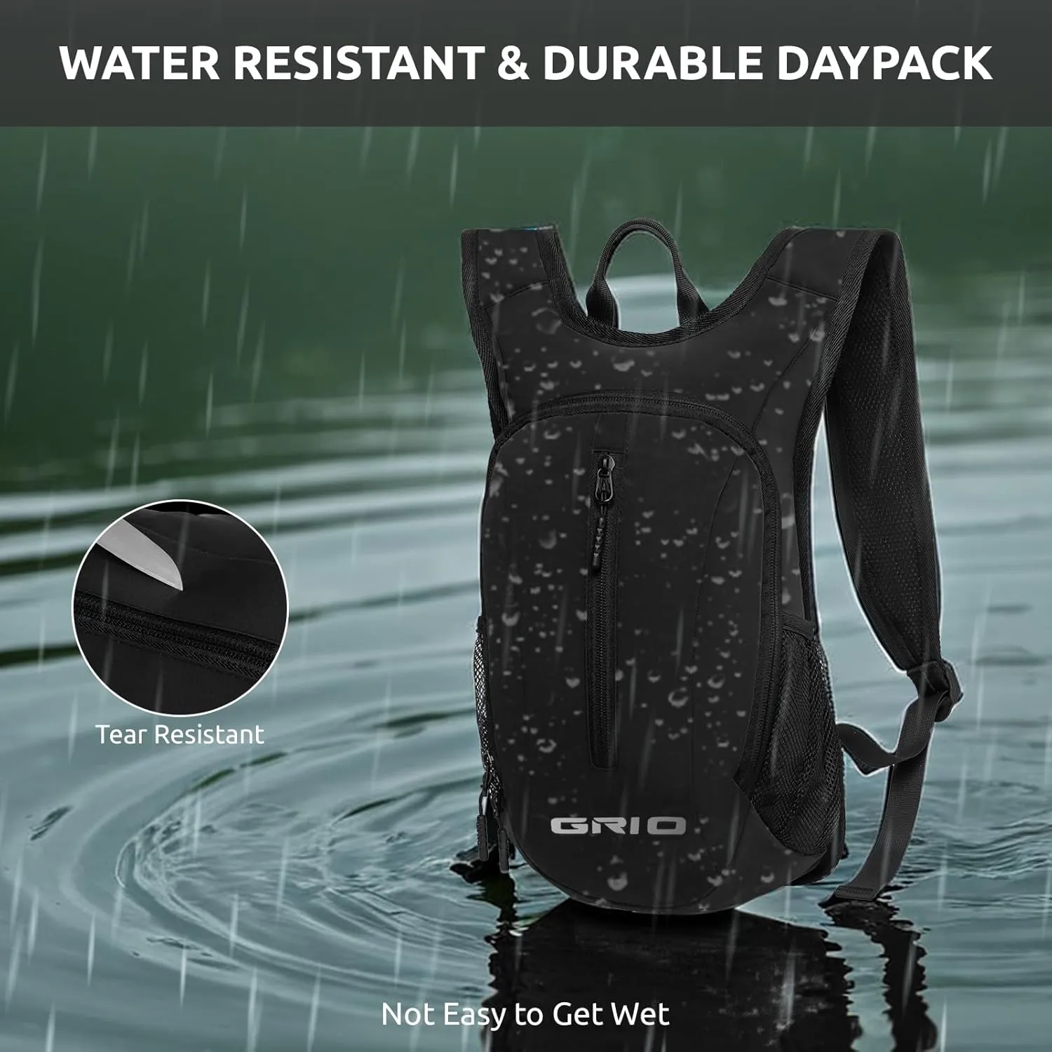 GRIO Ultralight Hiking Daypack 15L - Water-Resistant Foldable Backpack for Men & Women, Compact Packable Backpack for Outdoor Activities, Camping, Travel & Cycling