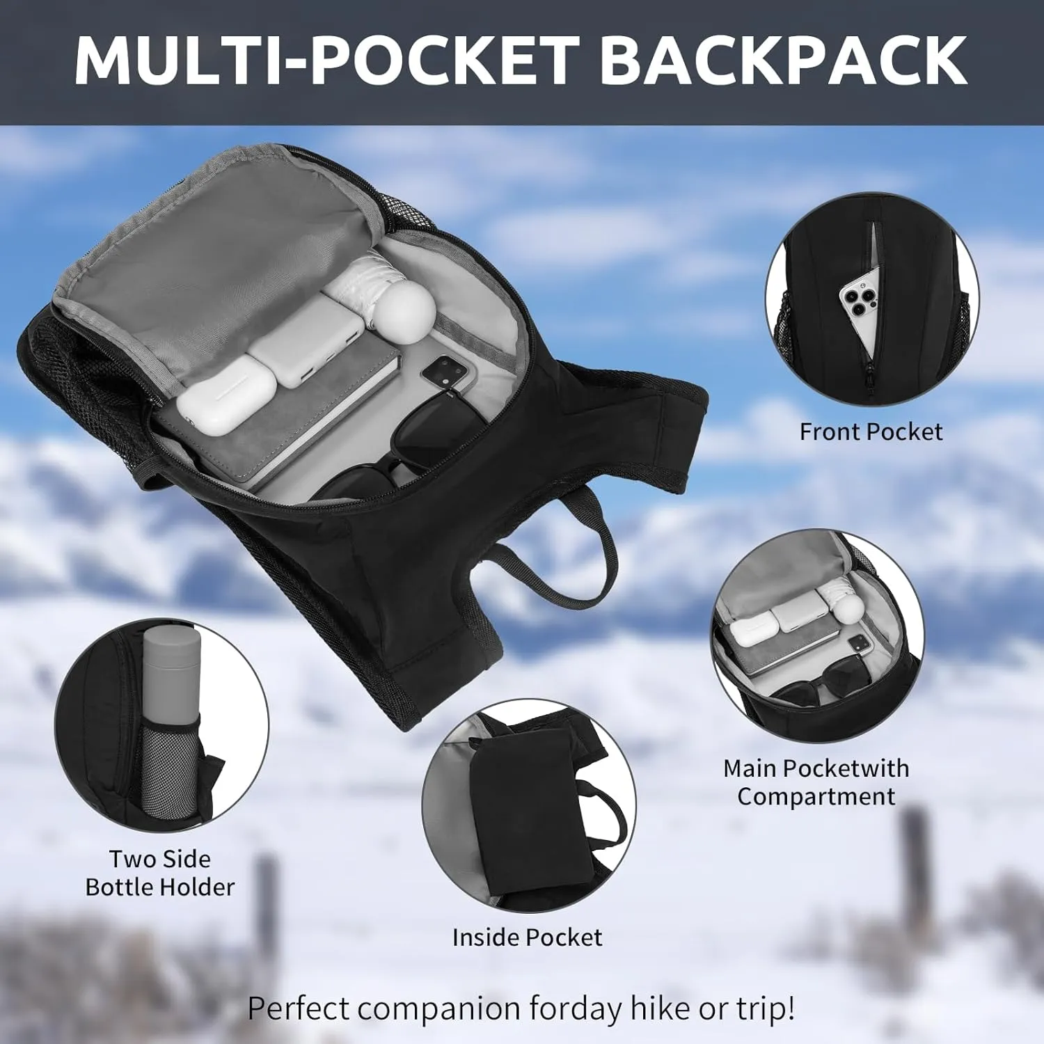 GRIO Ultralight Hiking Daypack 15L - Water-Resistant Foldable Backpack for Men & Women, Compact Packable Backpack for Outdoor Activities, Camping, Travel & Cycling