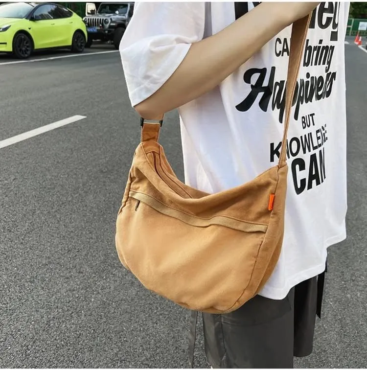 Grunge Canvas Messenger Bag Women Punk Hobo Purses Y2K Aesthetic Shoulder Bag Indie Tote Crossbody Bag Alt Emo Handbag (Blue,Large)