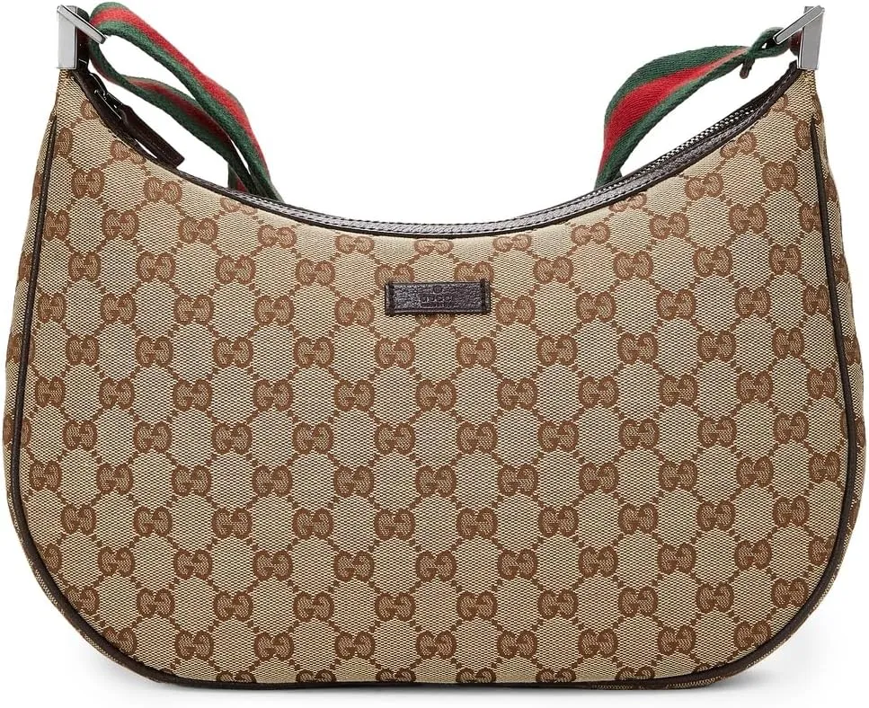 Gucci Women's Pre-Loved Brown Canvas Web Round Messenger Bag, Brown, One Size