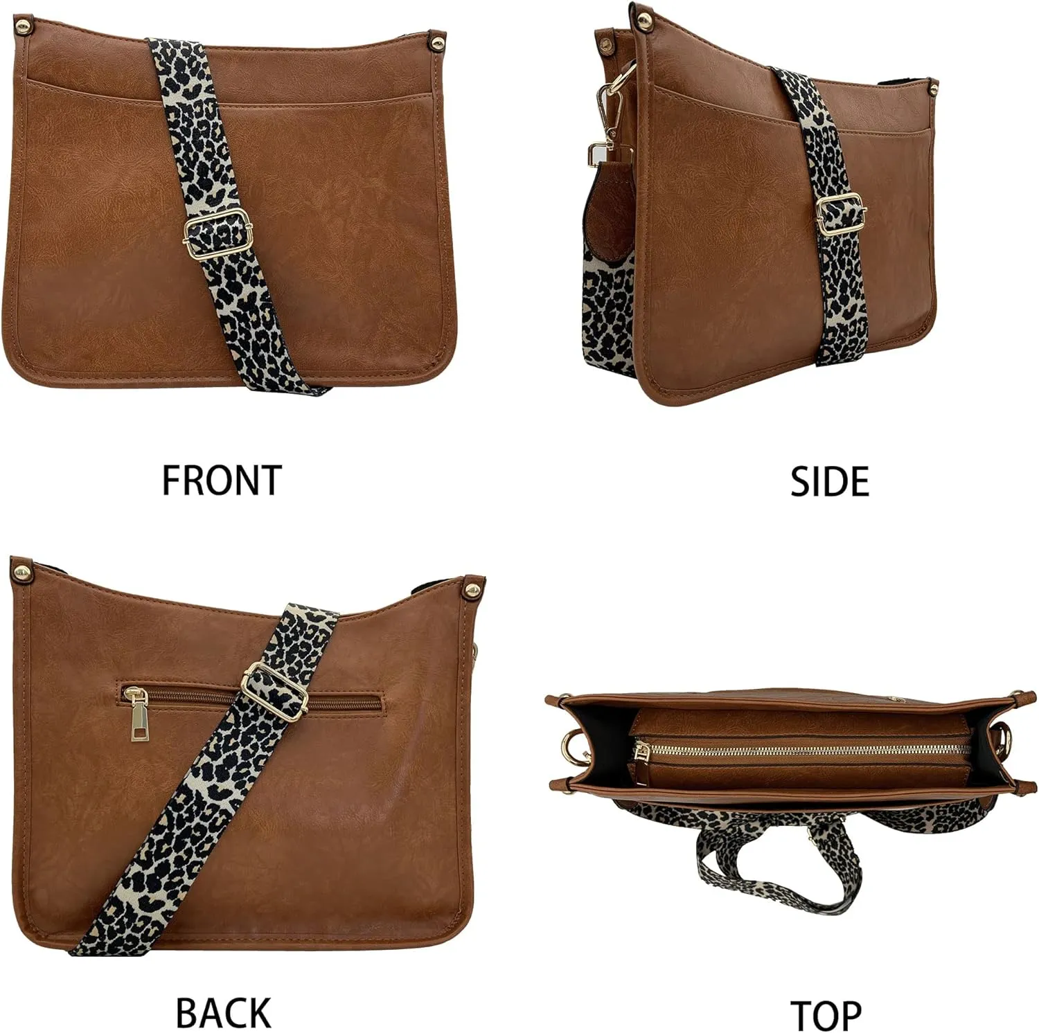 HAIBOLAN Women's Leopard Guitar Strap Crossbody Purse Shoulder Bucket Cross-body Purse