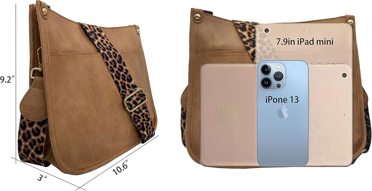 HAIBOLAN Women's Leopard Guitar Strap Crossbody Purse Shoulder Bucket Cross-body Purse