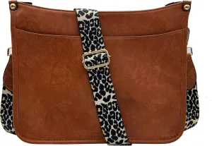 HAIBOLAN Women's Leopard Guitar Strap Crossbody Purse Shoulder Bucket Cross-body Purse