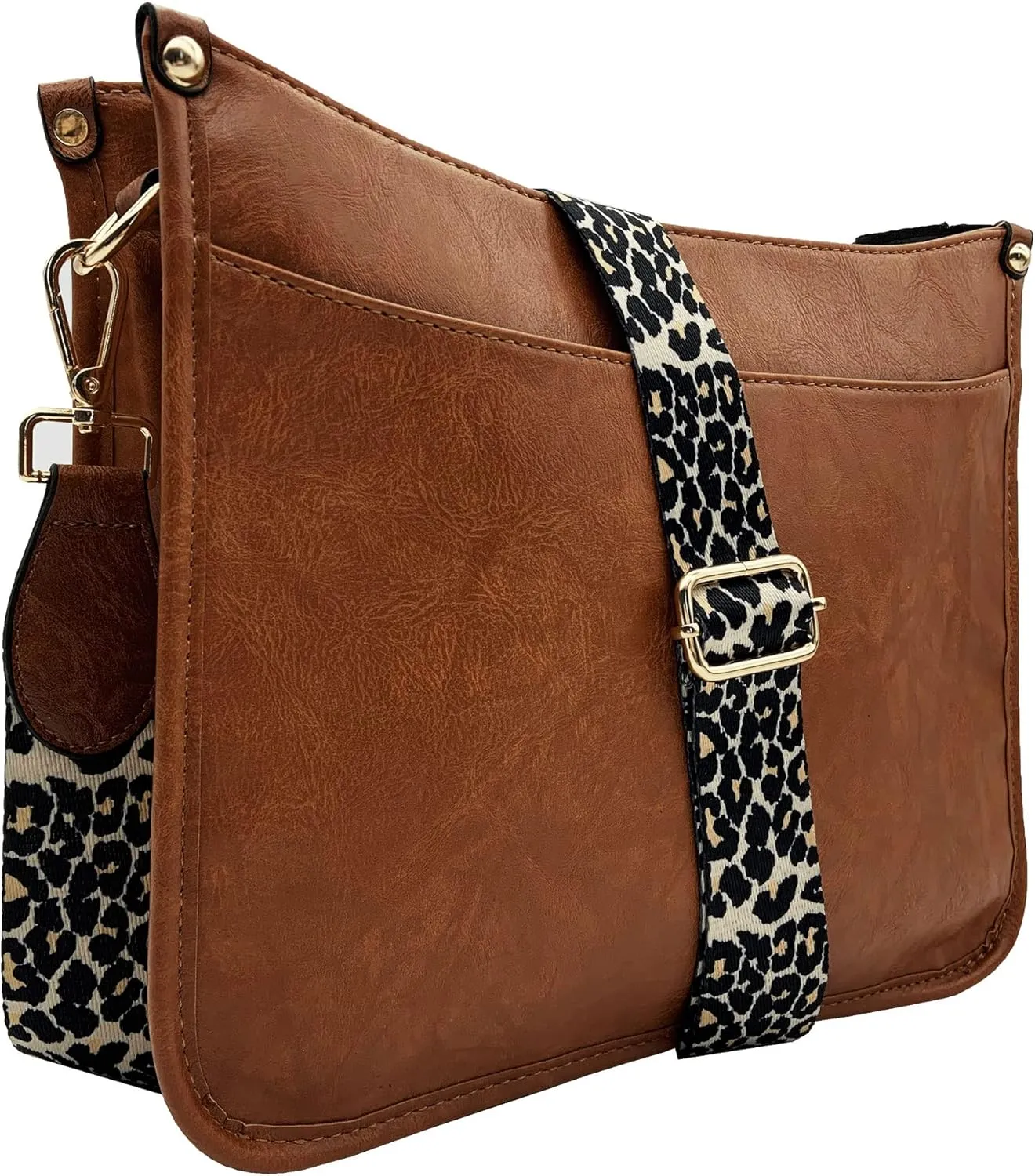 HAIBOLAN Women's Leopard Guitar Strap Crossbody Purse Shoulder Bucket Cross-body Purse