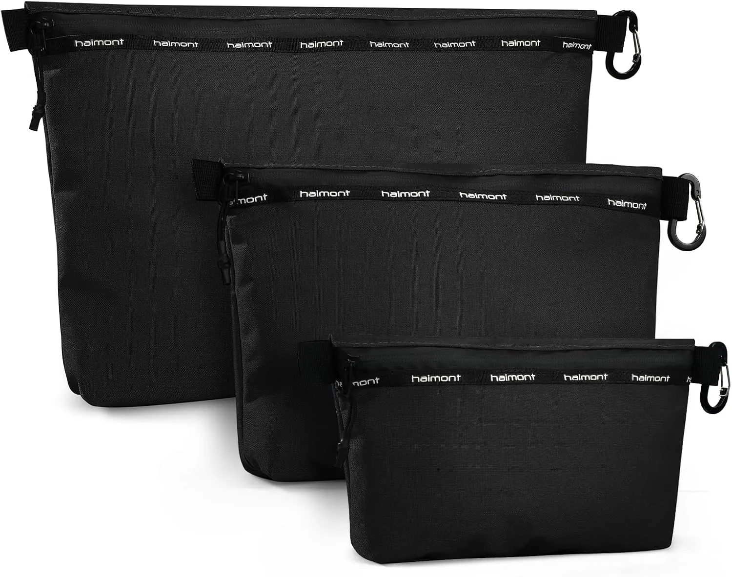 Haimont 3 Sets Zipper Pouch Travel Packing Bags for Toiletry, Makeup, Cosmetic Accessory, Tool, Small Organizer Bag, Water Resistant