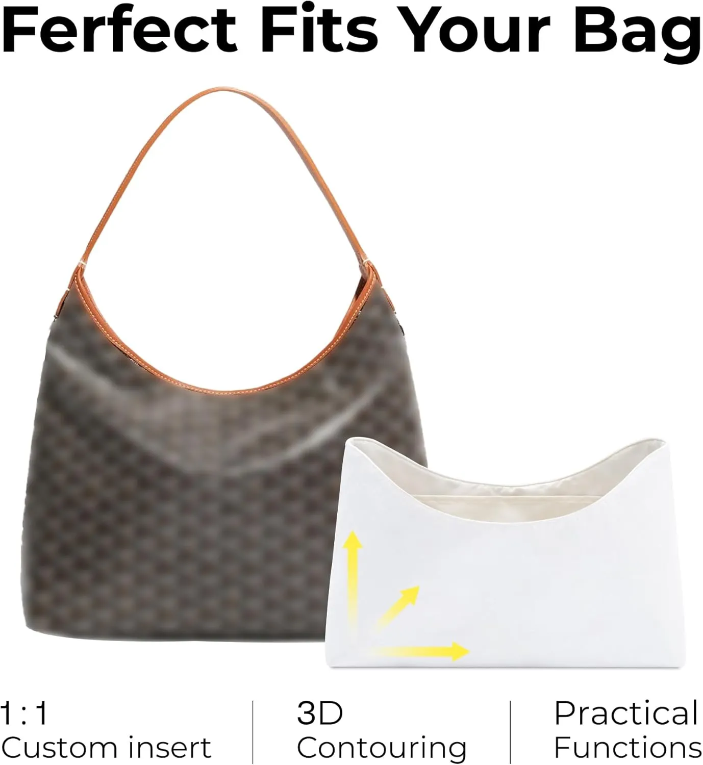 Handbag Organizer Insert for GOYARD Bohème Hobo Bag, Custom Fit Inside Premium Craie Lightweight WaterResistant Purse Insert with Cup Holder Accessories