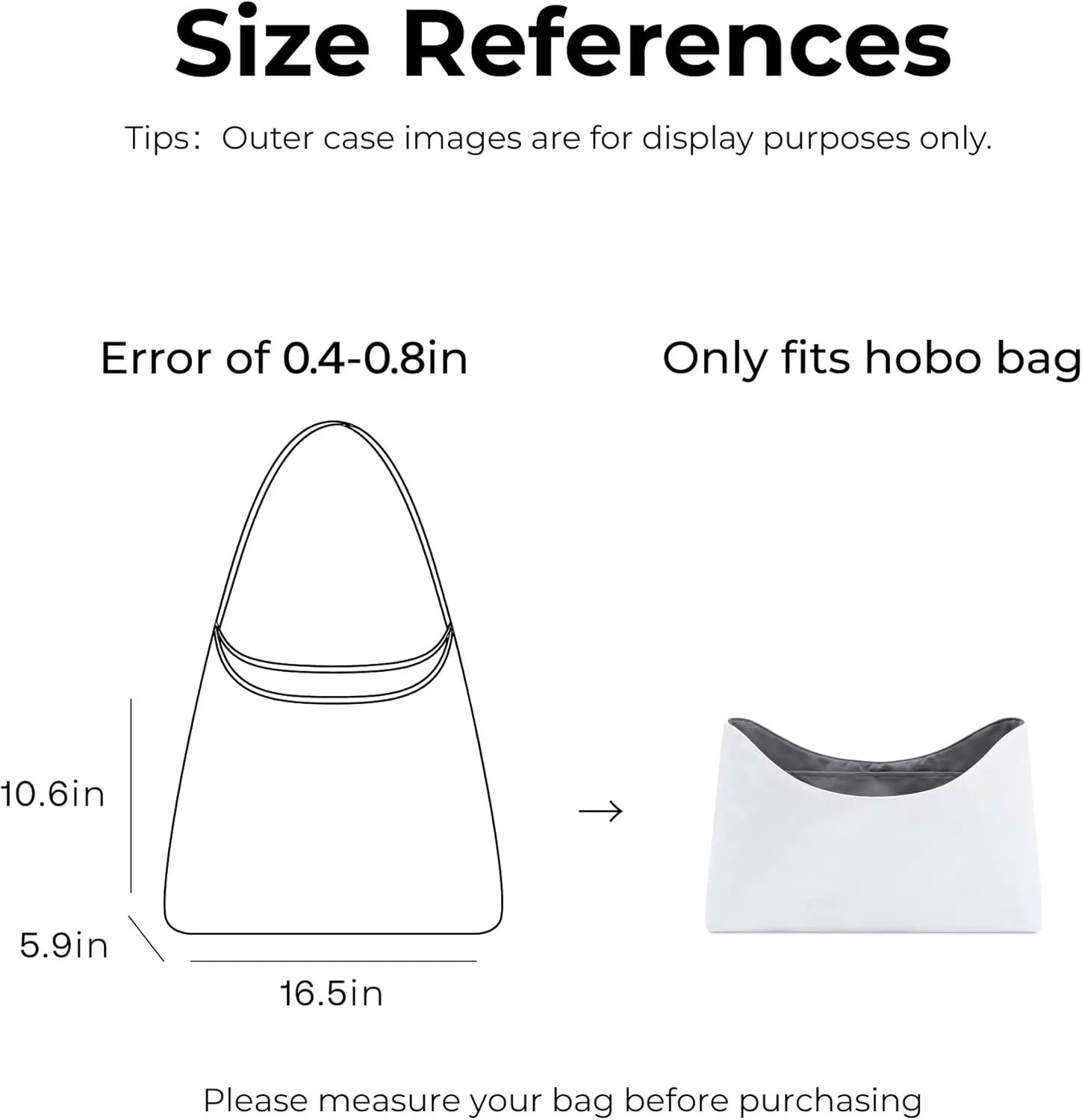 Handbag Organizer Insert for GOYARD Bohème Hobo Bag, Custom Fit Inside Premium Slate Gray Lightweight WaterResistant Purse Insert with Cup Holder Accessories