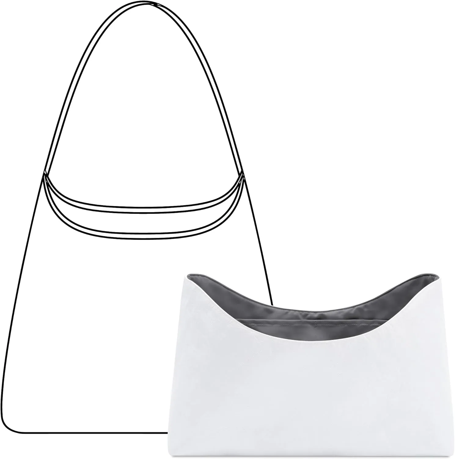 Handbag Organizer Insert for GOYARD Bohème Hobo Bag, Custom Fit Inside Premium Slate Gray Lightweight WaterResistant Purse Insert with Cup Holder Accessories