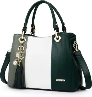 Handbags for Women with Multiple Internal Pockets in Pretty Color Combination, Women's Satchel Handbag
