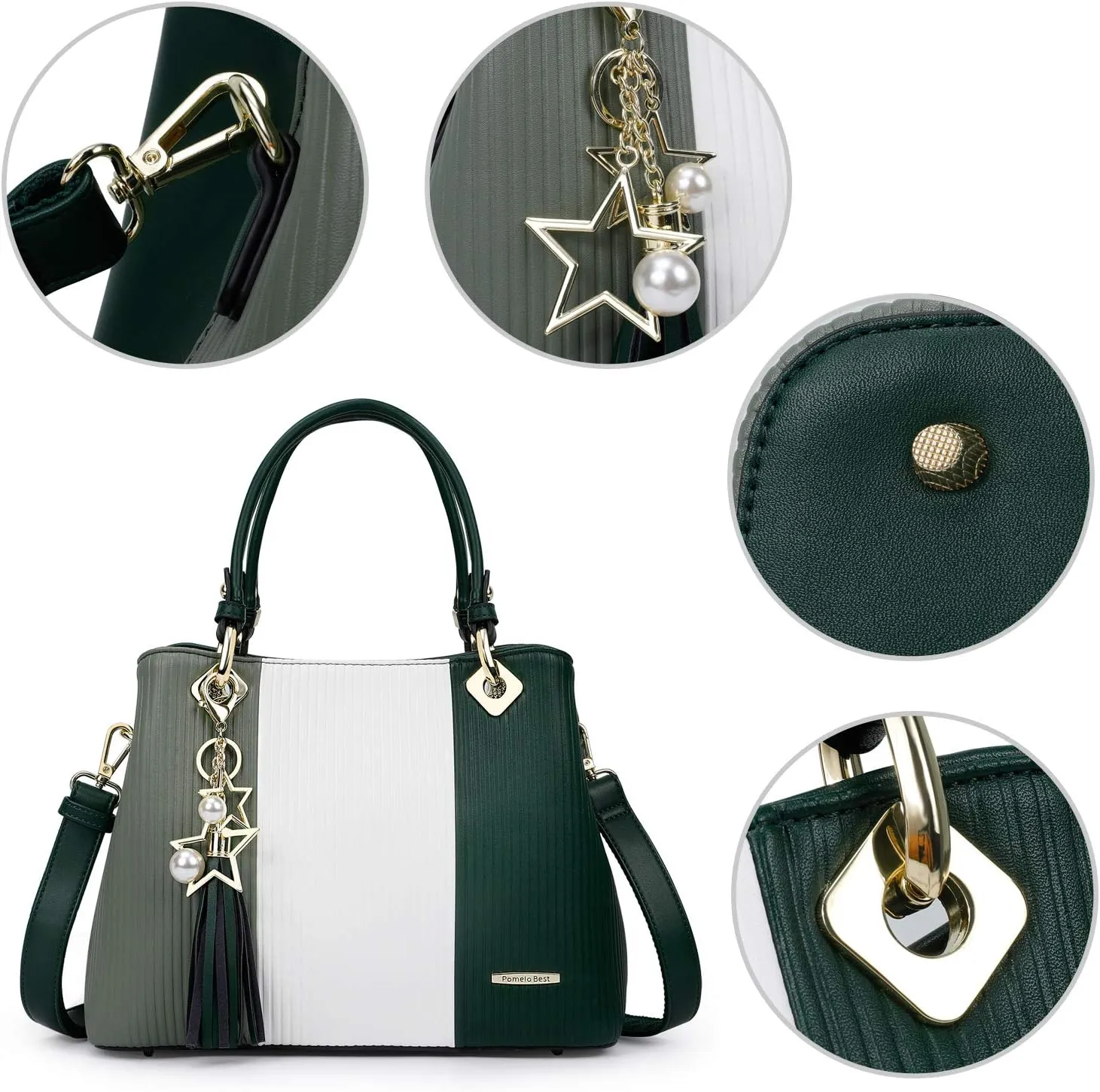 Handbags for Women with Multiple Internal Pockets in Pretty Color Combination, Women's Satchel Handbag