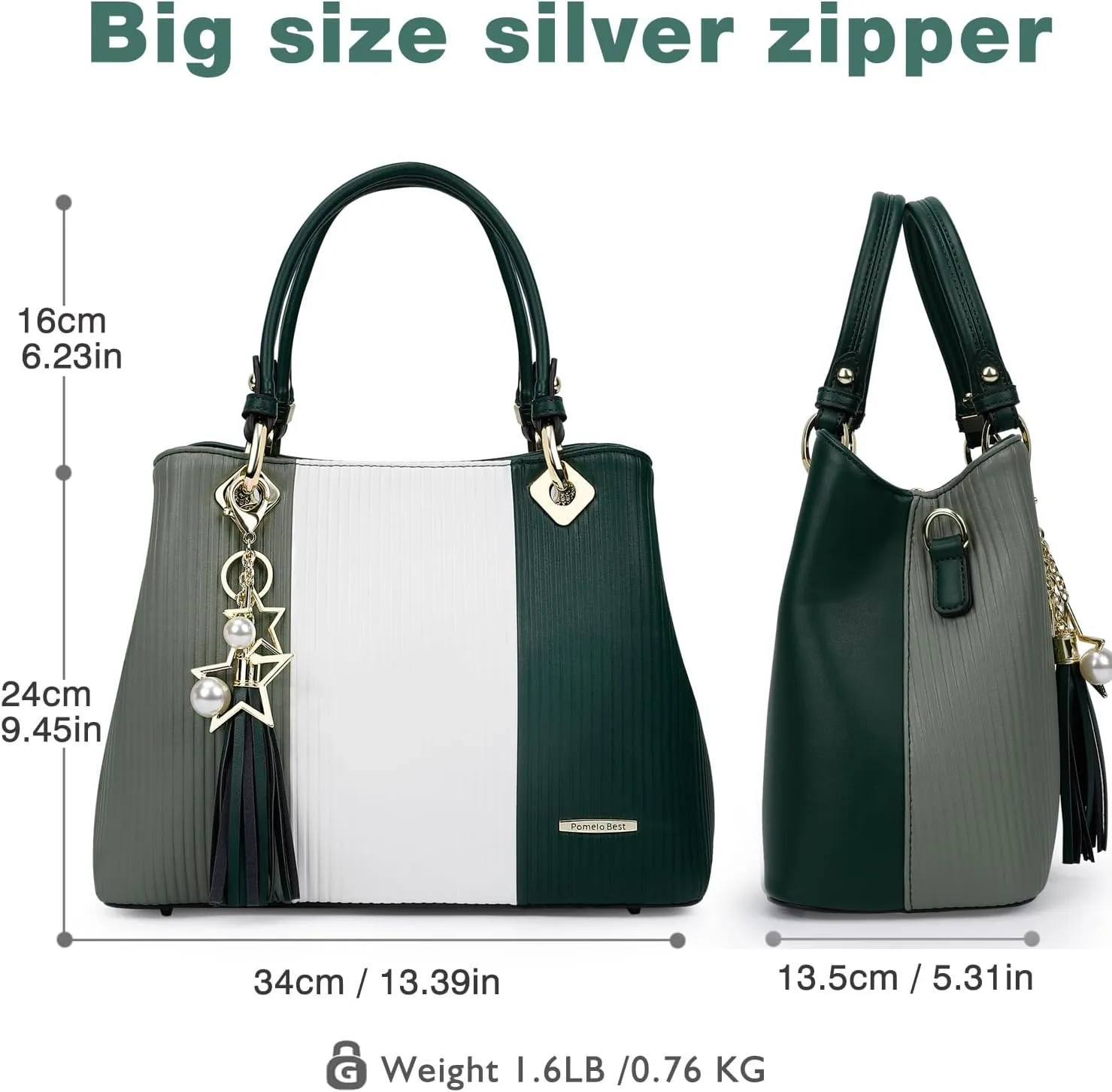 Handbags for Women with Multiple Internal Pockets in Pretty Color Combination, Women's Satchel Handbag