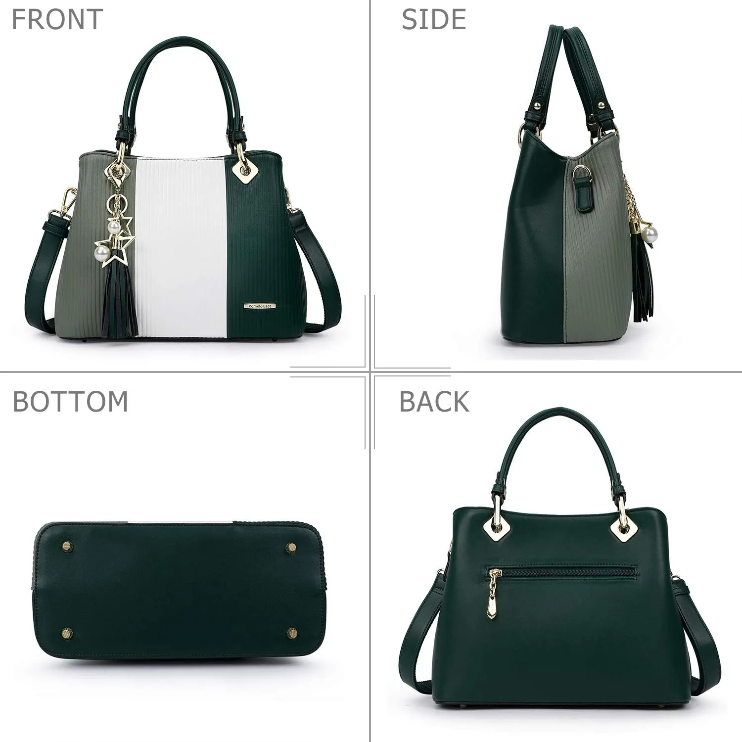 Handbags for Women with Multiple Internal Pockets in Pretty Color Combination, Women's Satchel Handbag