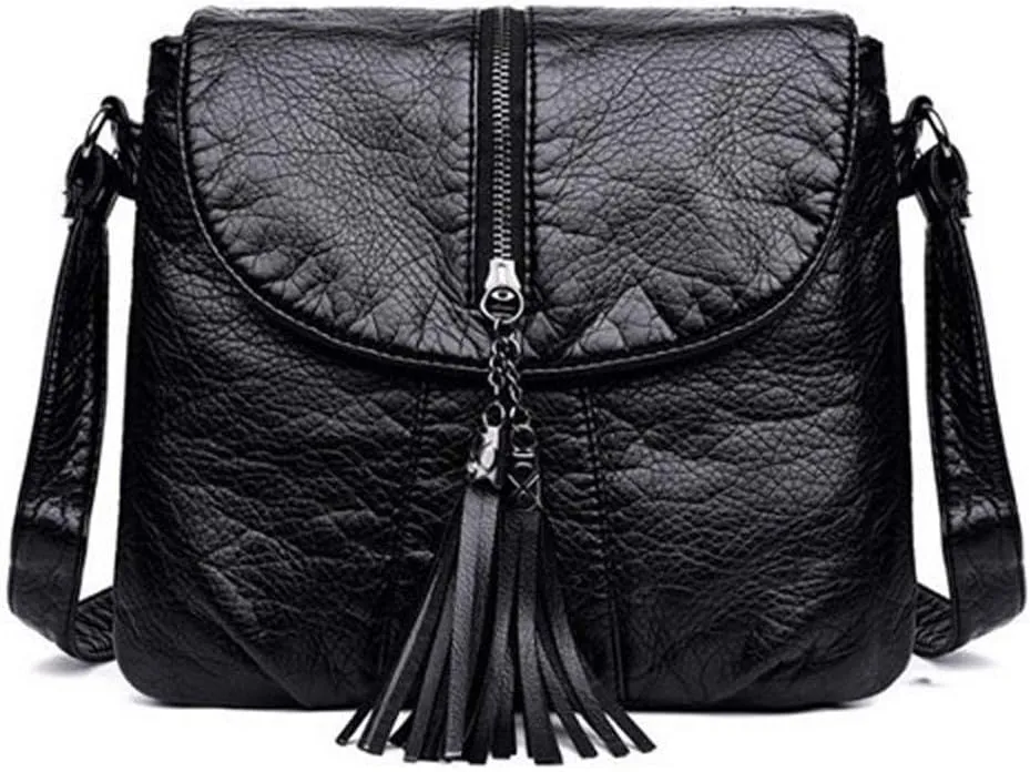 Handbags Shoulder Bags Shoulder Bag Soft Leather Handbag Women Messenger Bags Crossbody Women Bag Female Flap (Black)