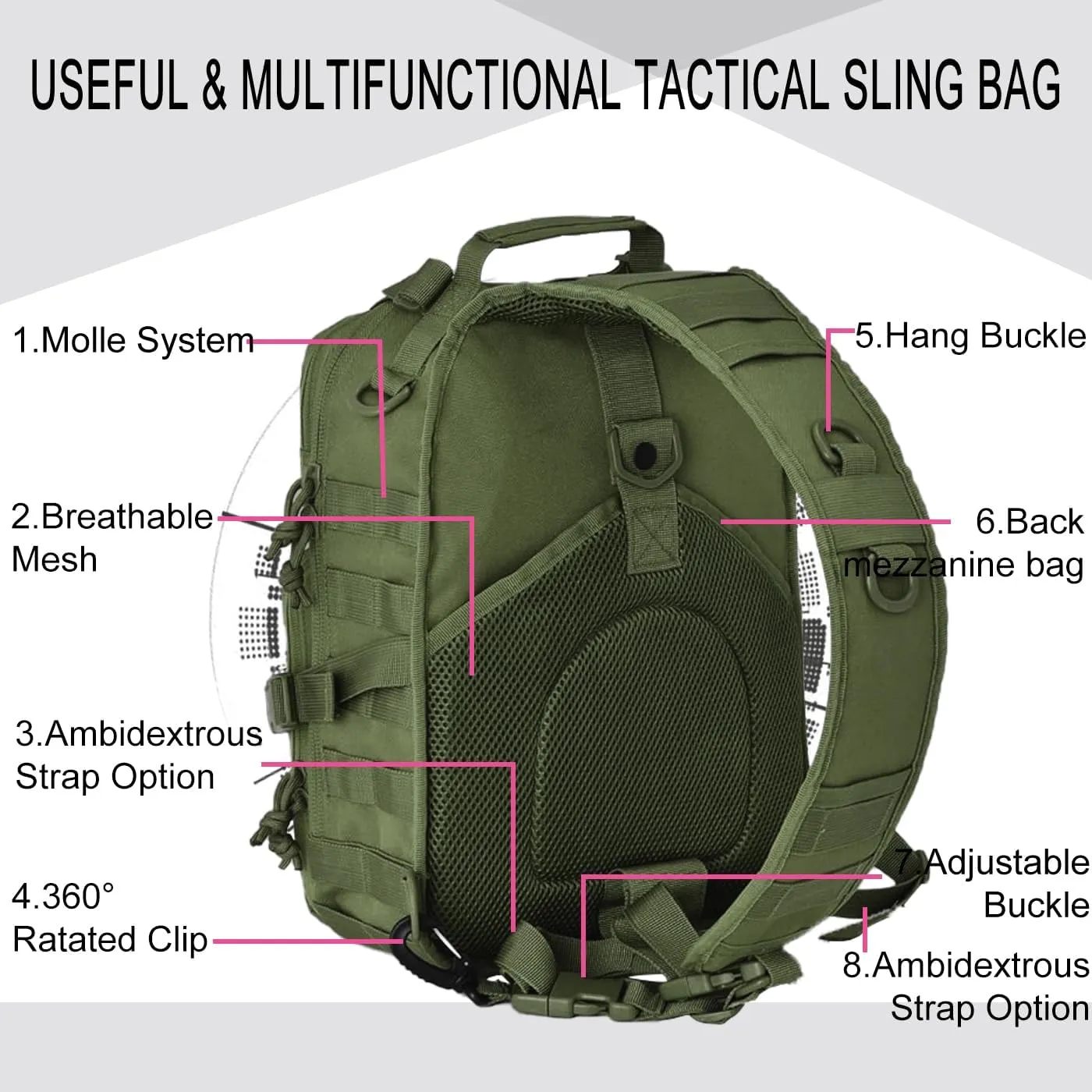 HAOMUK Tactical Sling Bag Pack Military Rover Shoulder Sling Backpack EDC Molle Assault Range Bag