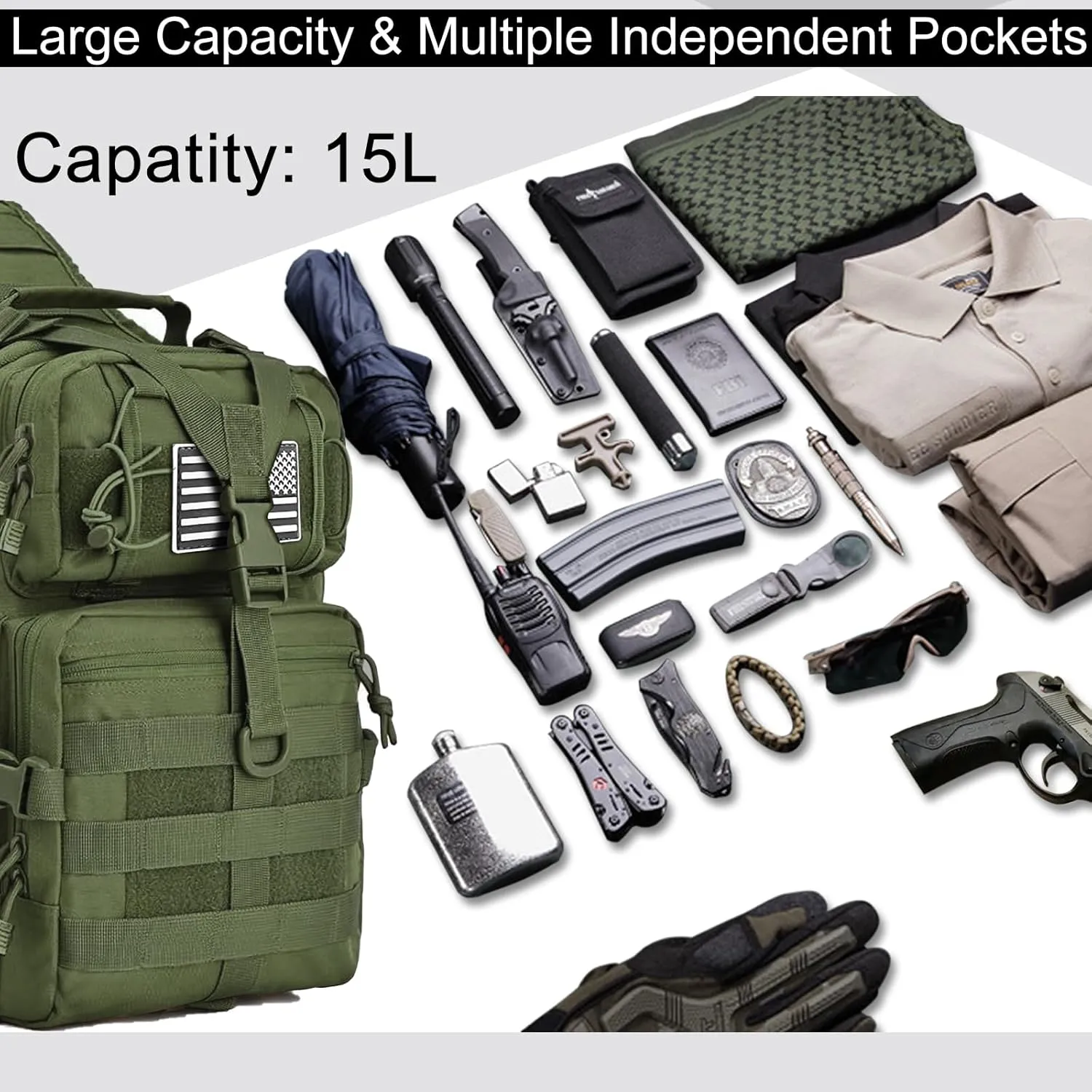 HAOMUK Tactical Sling Bag Pack Military Rover Shoulder Sling Backpack EDC Molle Assault Range Bag