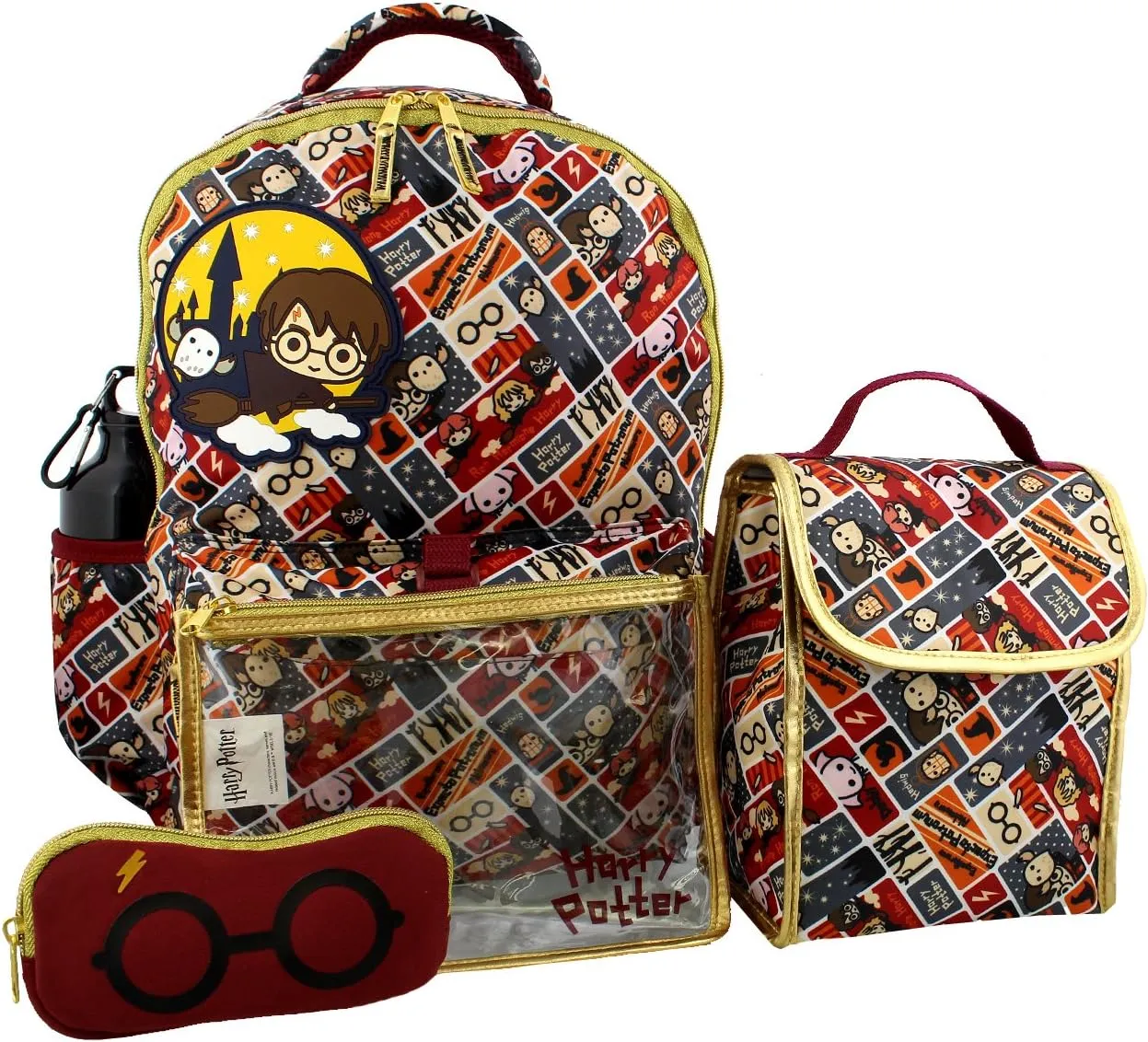 Harry Potter Girls Boys Teen 5 piece Backpack and Snack Bag School Set