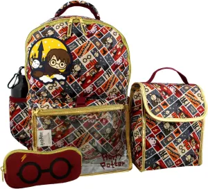 Harry Potter Girls Boys Teen 5 piece Backpack and Snack Bag School Set