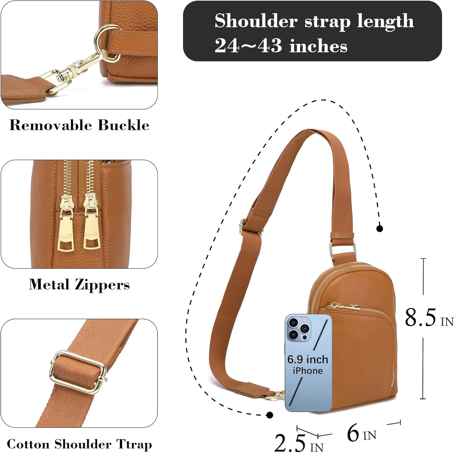 Haytijoe RFID Blocking Crossbody Bags for Women Travel Small Sling Bag Leather Cross Body Bag for Woman Fanny Packs Chest Bag