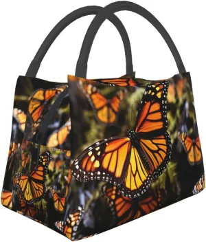Heaps of Orange Monarch Butterflies Lunch Bag for Women Men Insulated Lunch Box Reusable Lunch Tote Bags Leakproof Lunchbox Large Capacity Lunch Container Bag for Work, Travel, Outdoor