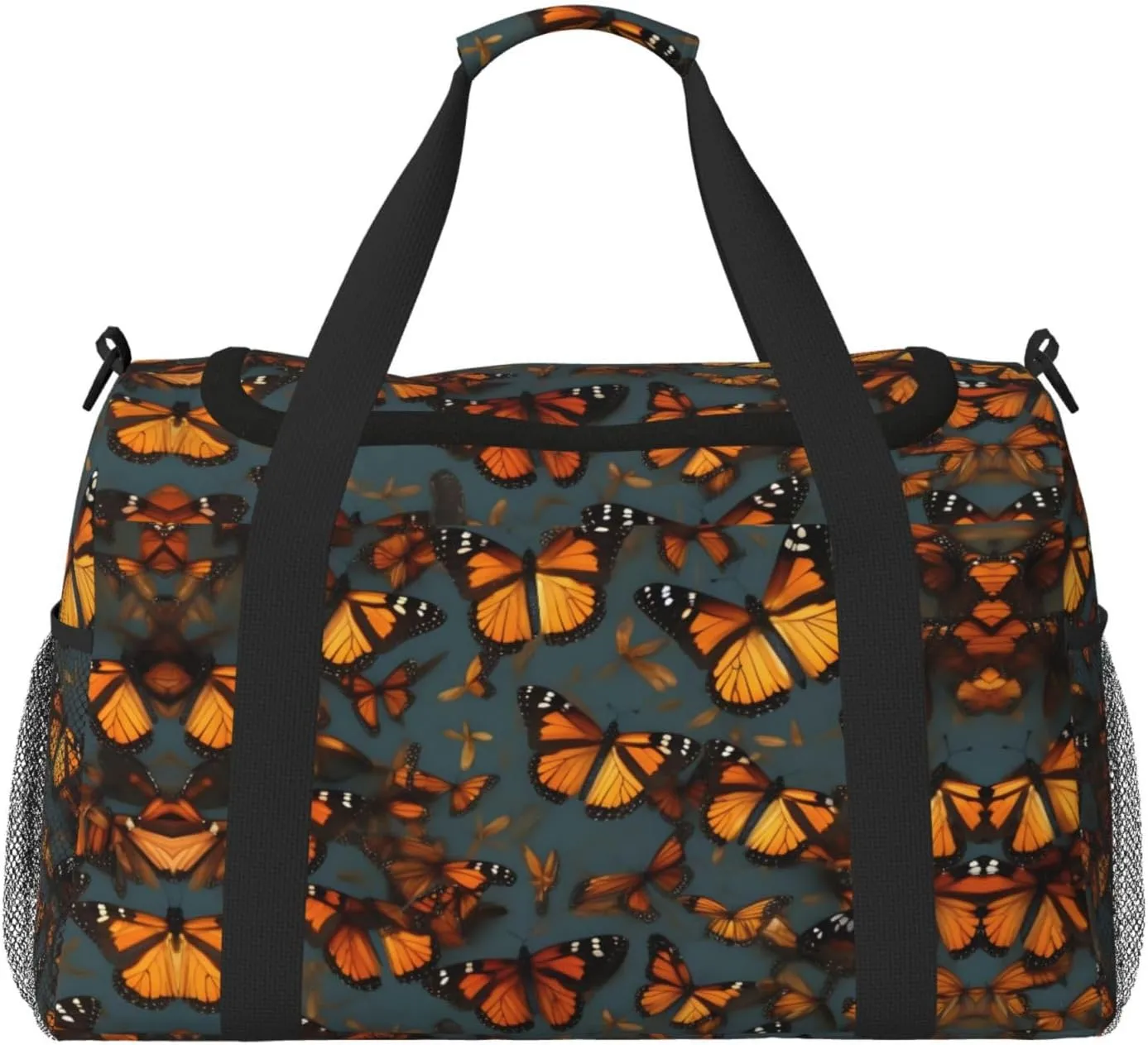Heaps of Orange Monarch Butterflies print Personal Item Bag Large Duffel Bag Travel Bag Weekender Bag Gym Bag Tote Duffel bag