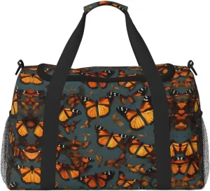 Heaps of Orange Monarch Butterflies print Personal Item Bag Large Duffel Bag Travel Bag Weekender Bag Gym Bag Tote Duffel bag