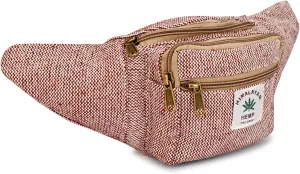 Hemp Fanny Pack For Men & Women,Adjustable Waist and Multiple Pockets,Waist Bag & for all purpose (Maroon)