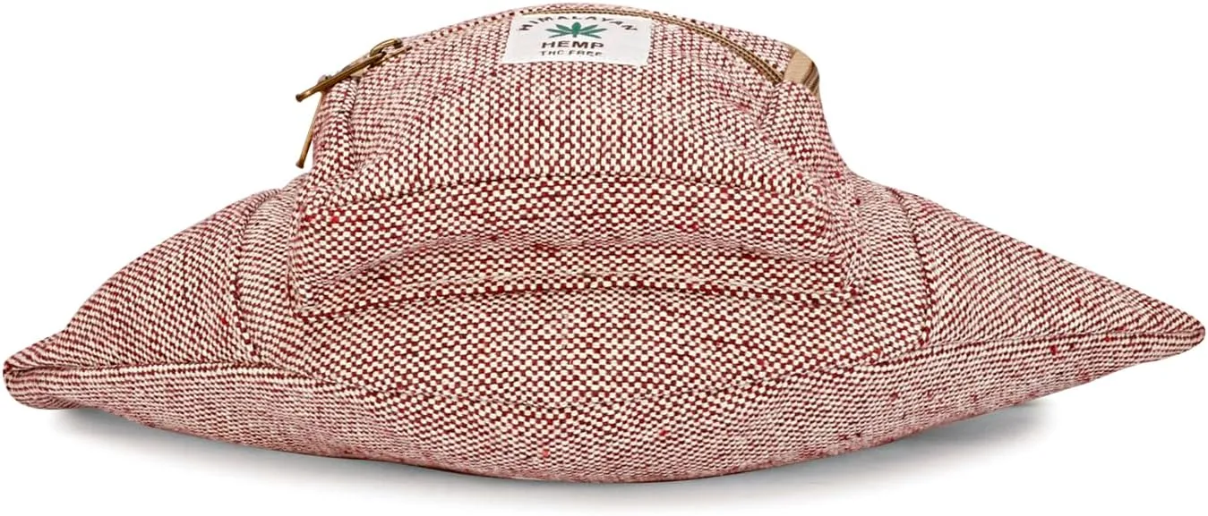 Hemp Fanny Pack For Men & Women,Adjustable Waist and Multiple Pockets,Waist Bag & for all purpose (Maroon)