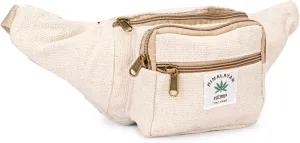 Hemp Fanny Pack For Men & Women,Adjustable Waist and Multiple Pockets,Waist Bag & for all purpose (Off White)