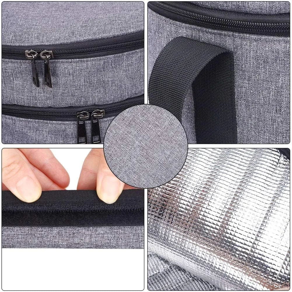 HERSENT Casserole Carrier,Pie Carrier, Insulated Casserole Carrier Storage Bag with Carry Handles, 2 Compartments Insulated Lunch Bag Potluck Carrier Salad Bowl Holder for Picnic Potluck Camping