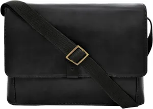 Hidesign Aiden Genuine Leather 15 Inch Laptop Shoulder Messenger Business Bag for Men & Women, Black