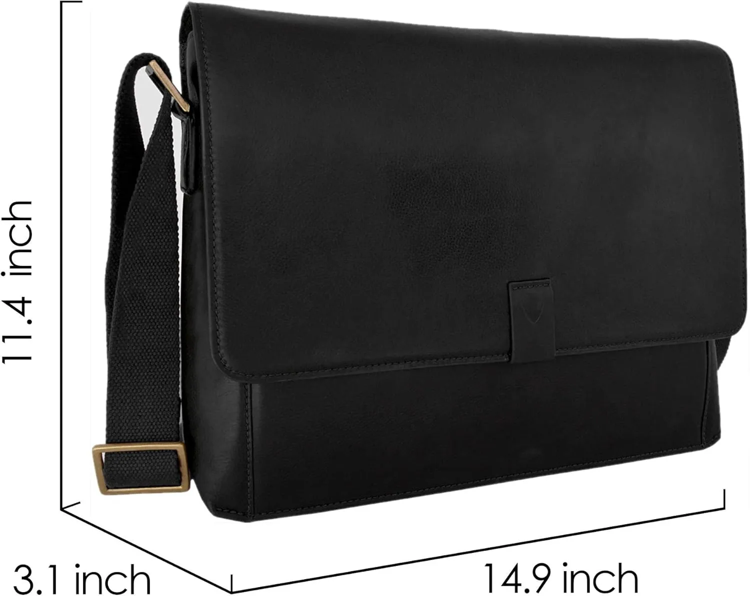 Hidesign Aiden Genuine Leather 15 Inch Laptop Shoulder Messenger Business Bag for Men & Women, Black