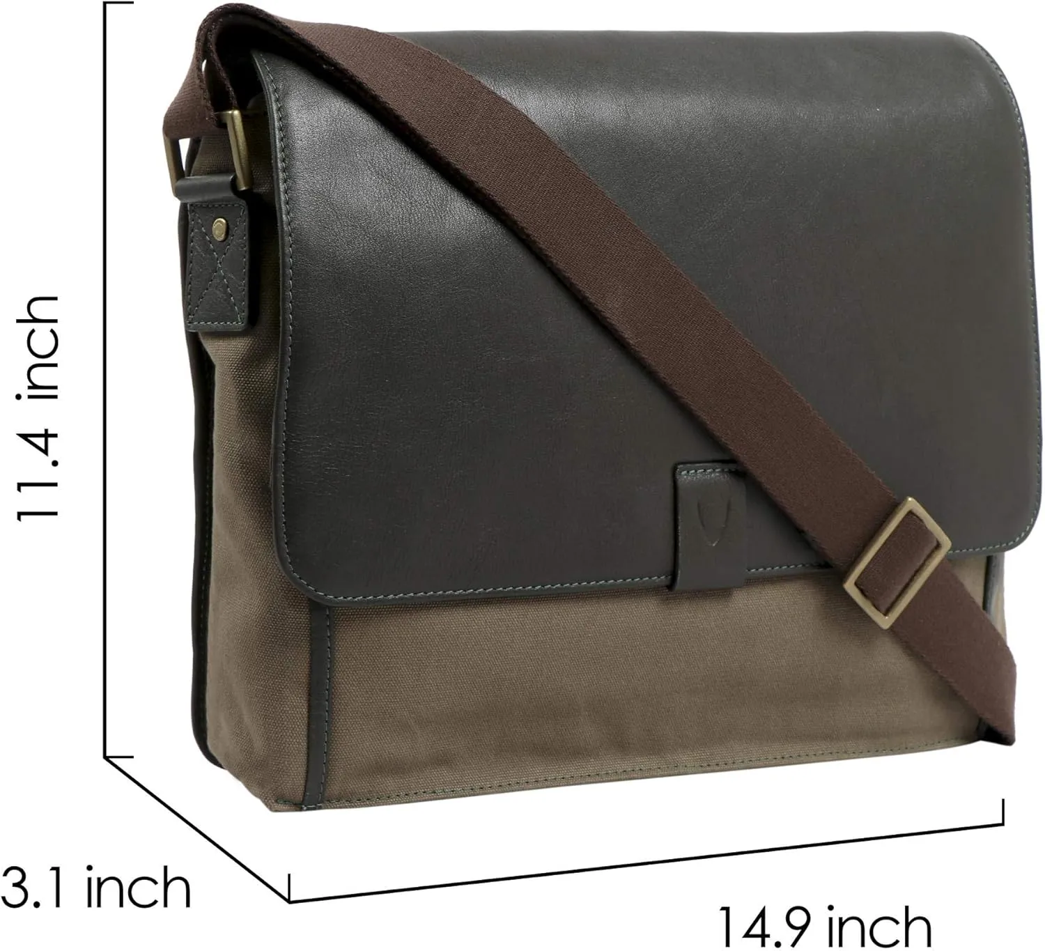 Hidesign Aiden Genuine Leather 15 Inch Laptop Shoulder Messenger Business Bag for Men & Women (Olive Green)