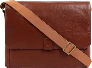 Hidesign Aiden Genuine Leather 15 Inch Laptop Shoulder Messenger Business Bag for Men & Women, Tan