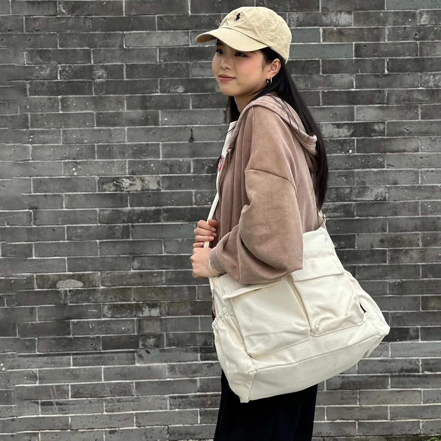 High Density Canvas Messenger Bag for Men/Women, 15” Large Crossbody Shoulder Bag Tote Bag for College/Travel/Work Daily Use