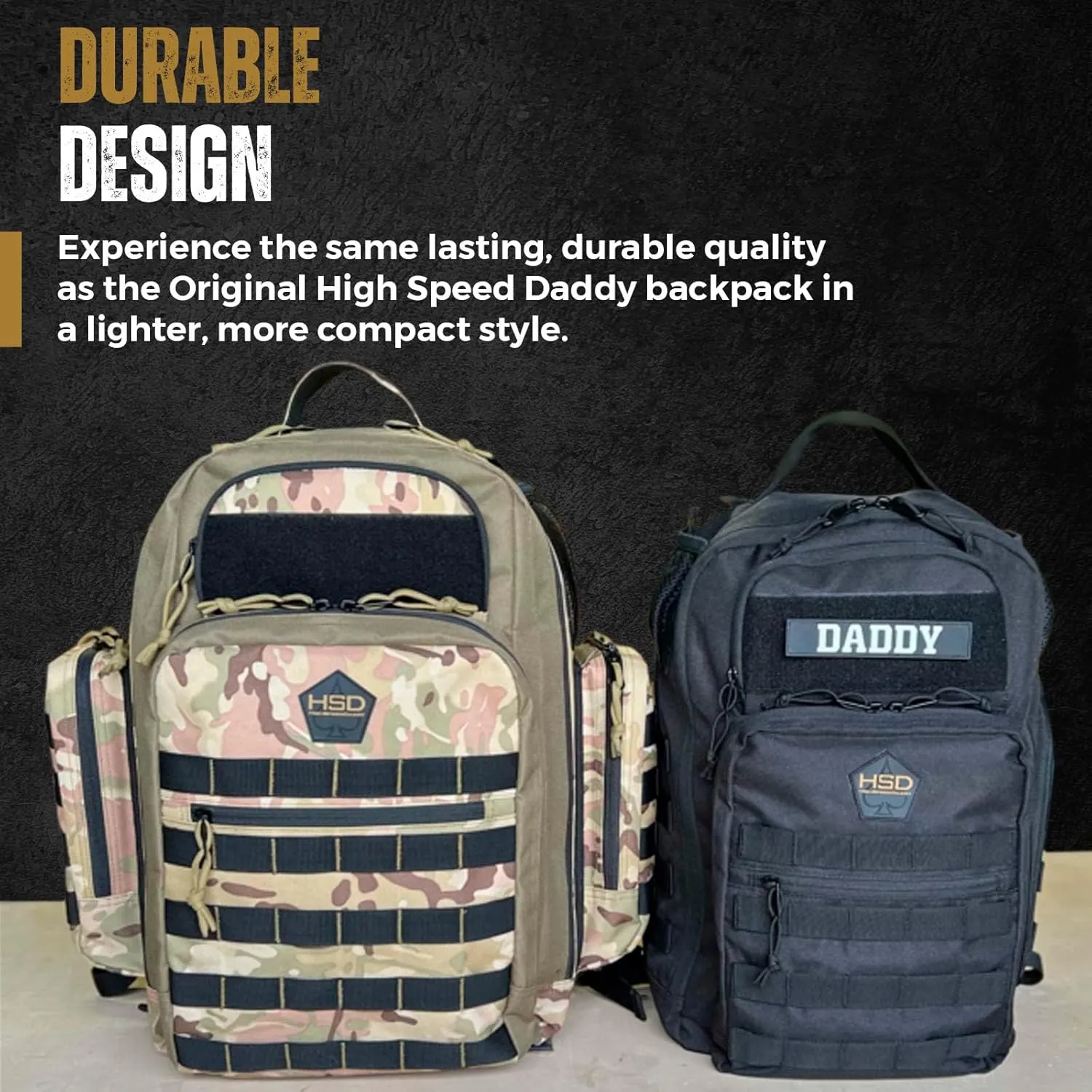 HighSpeedDaddy - Baby Diaper Backpack, Military-Grade, Waterproof, Compact Baby Travel Bag w/Stroller Straps & Tablet Sleeve