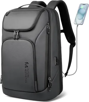 hk Business Smart Backpack for Men Anti-Theft for 17.3 Inch Laptop with USB Charging Port Water-Resistant Large Durable Compact 30L for Travel College Work-Deep Grey