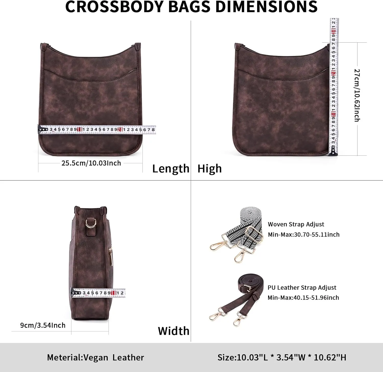 HKCLUF Crossbody Bag for Women Vegan Leather Hobo Handbags Guitar Strap Purse Shoulder Bucket Bag with 2PCS Adjustable Straps