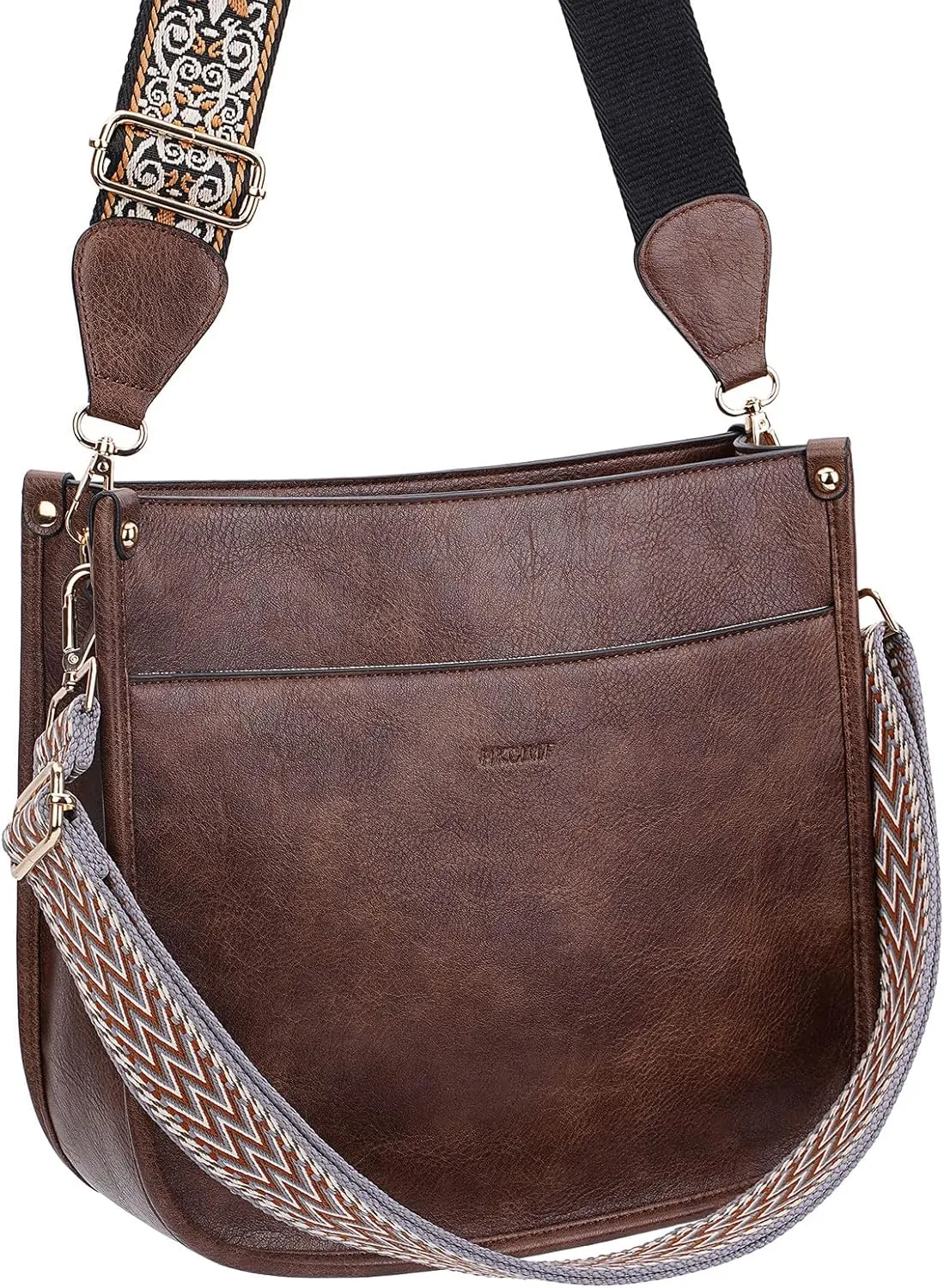 HKCLUF Crossbody Bag Purse for Women 2PCS/Set Leather Hobo Handbag Wallet Set With 2Adjustable Guitar Strap Shoulder Bag