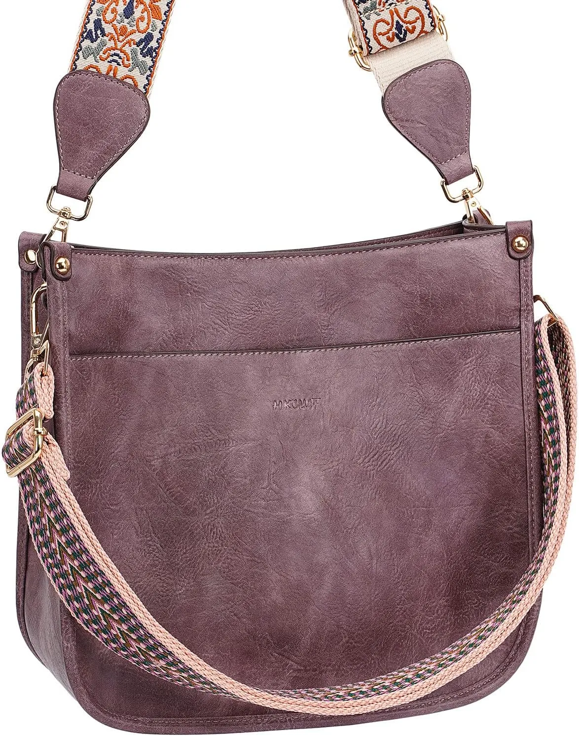 HKCLUF Crossbody Bag Purse for Women 2PCS/Set Leather Hobo Handbag Wallet Set With 2Adjustable Guitar Strap Shoulder Bag