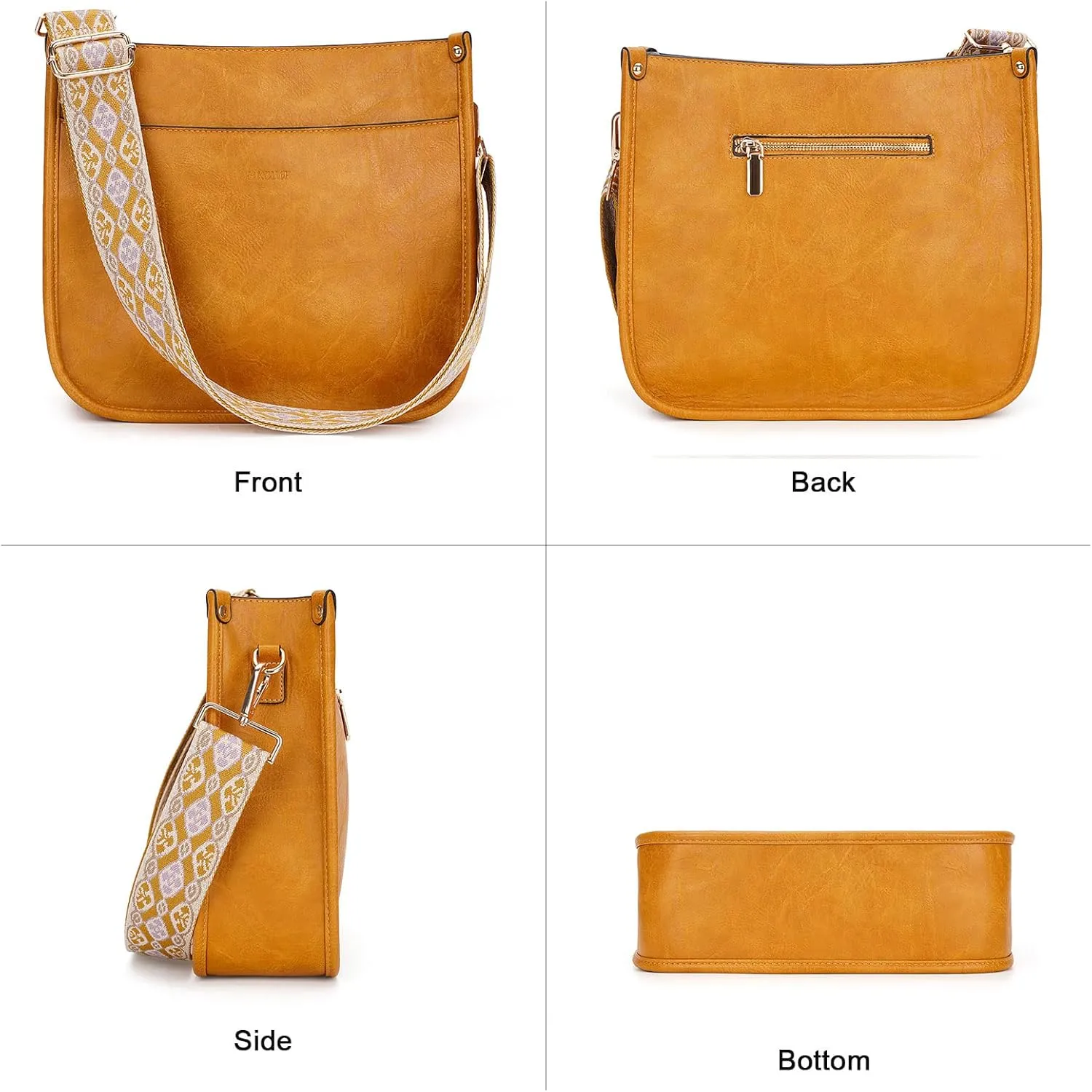 HKCLUF Crossbody Bags for Women Trendy Vegan Leather Hobo Handbags With 2PCS Adjustable Guitar Strap Shoulder Bucket Bags