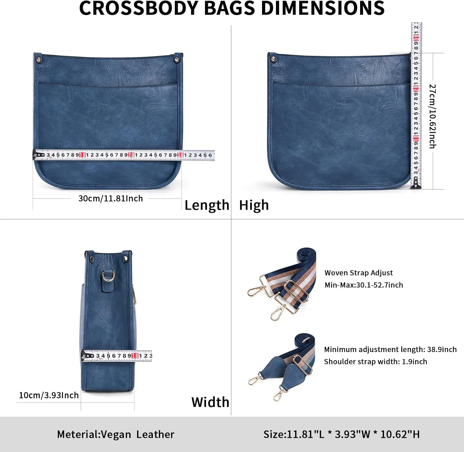HKCLUF Crossbody Bags for Women Trendy Vegan Leather Hobo Handbags With 2PCS Adjustable Guitar Strap Shoulder Bucket Bags