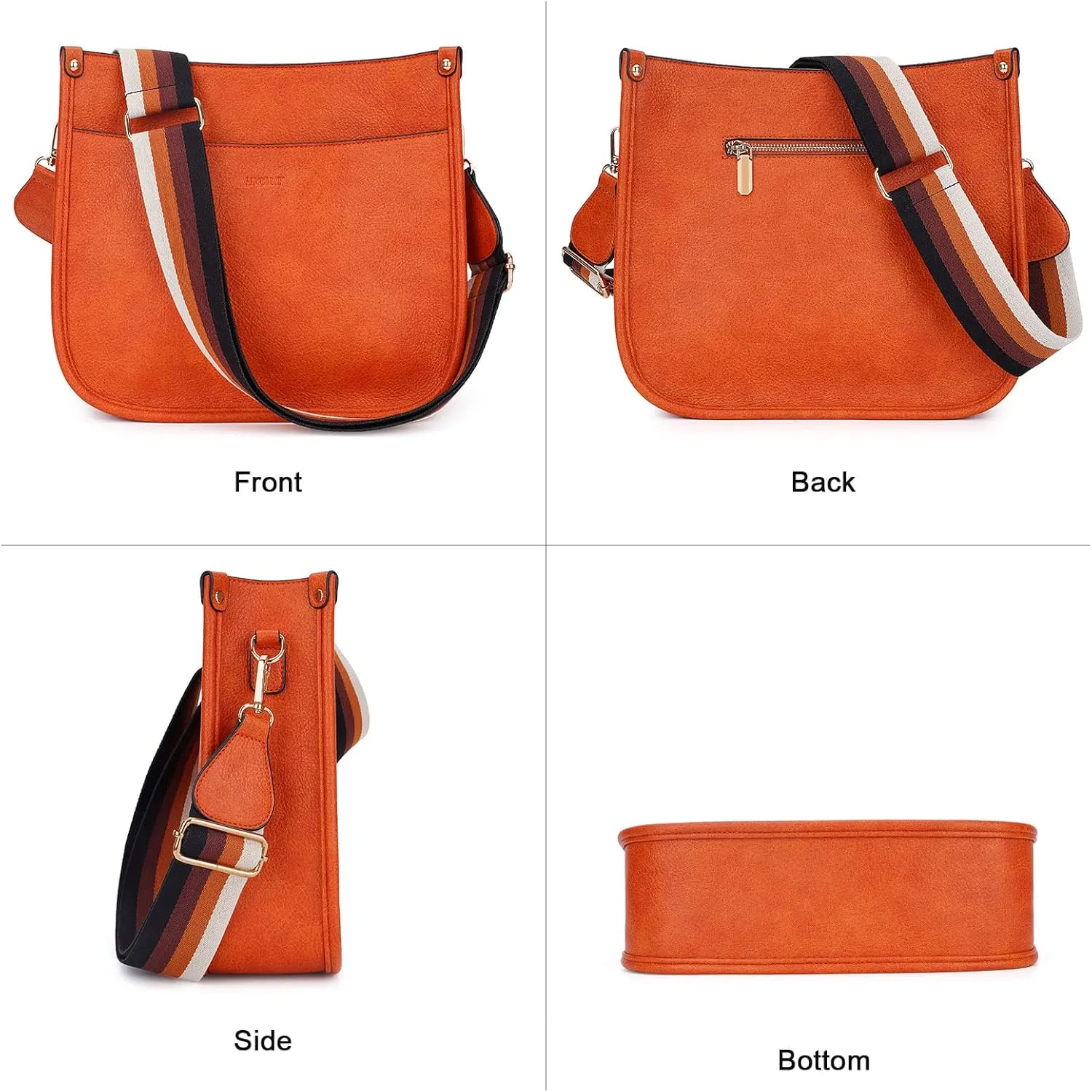 HKCLUF Crossbody Bags for Women Trendy Vegan Leather Hobo Handbags With 2PCS Adjustable Guitar Strap Shoulder Bucket Bags