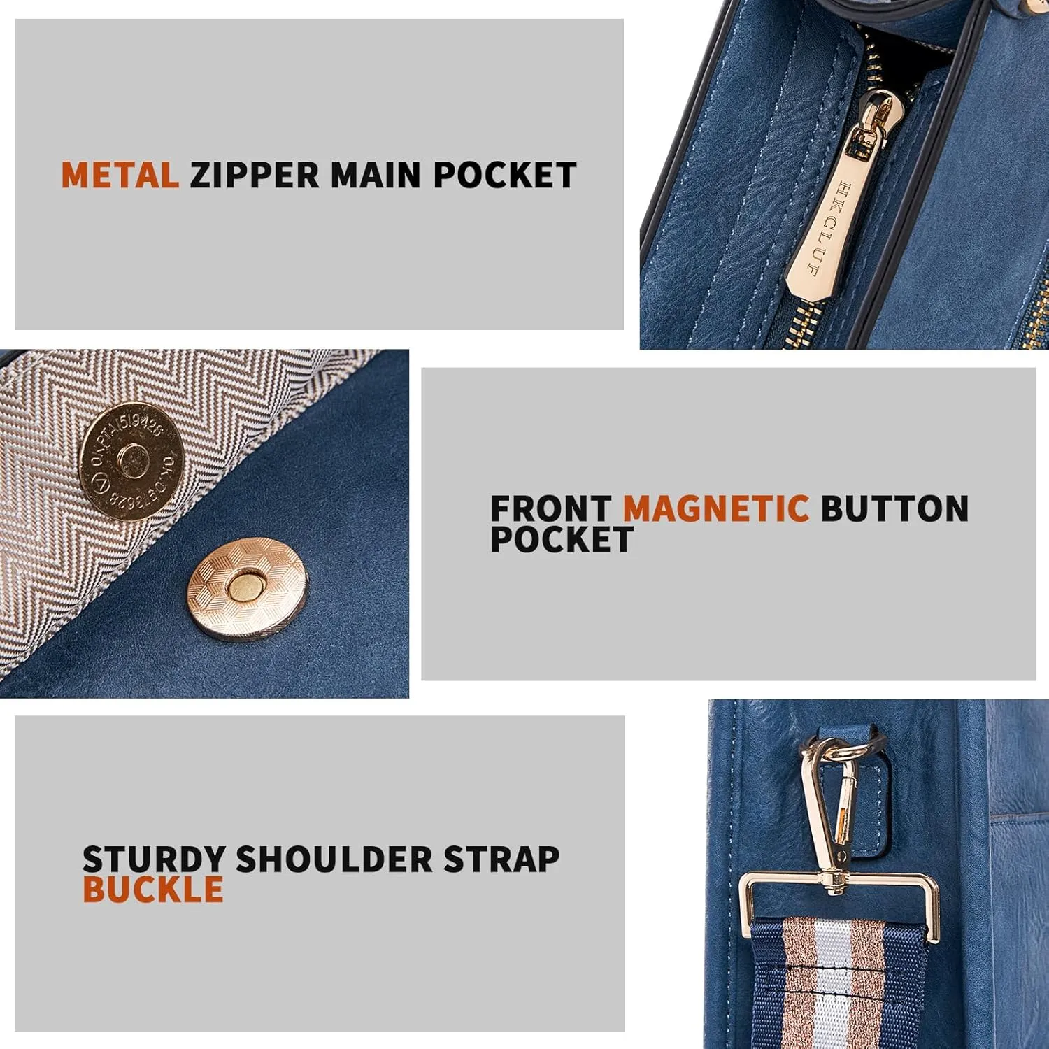 HKCLUF Crossbody Bags for Women Trendy Vegan Leather Hobo Handbags With 2PCS Adjustable Guitar Strap Shoulder Bucket Bags