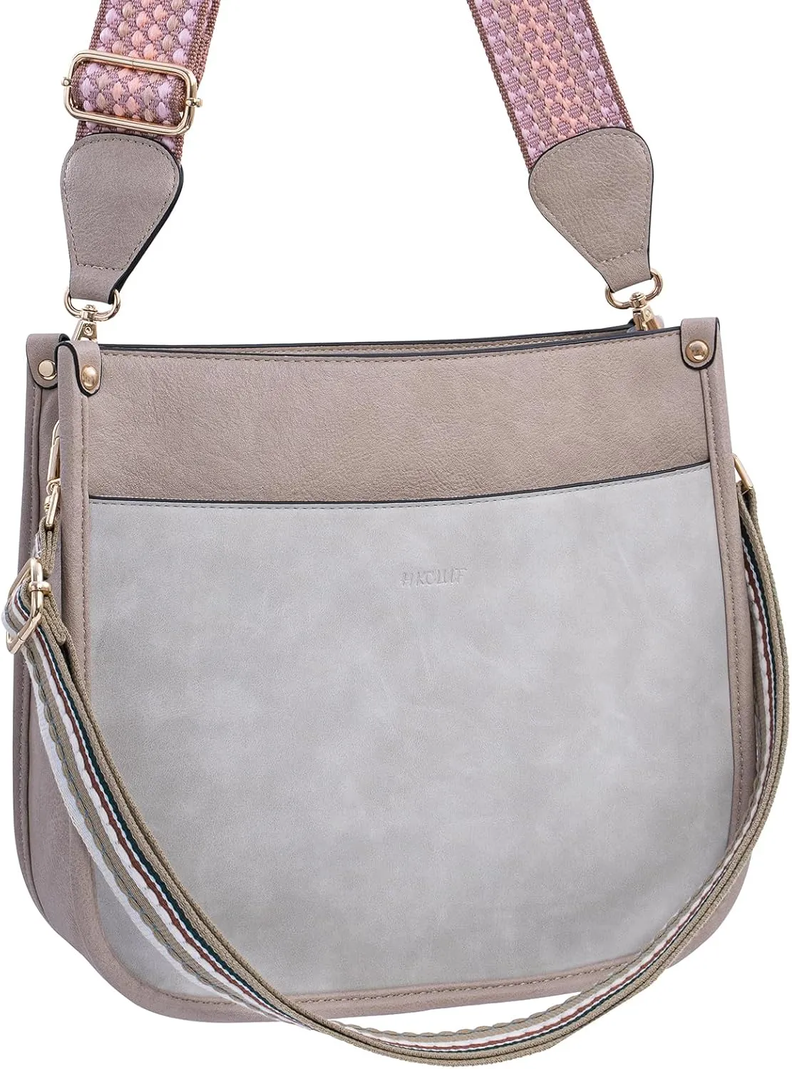 HKCLUF Crossbody Bags for Women Trendy Vegan Leather Hobo Handbags With 2PCS Adjustable Guitar Strap Shoulder Bucket Bags