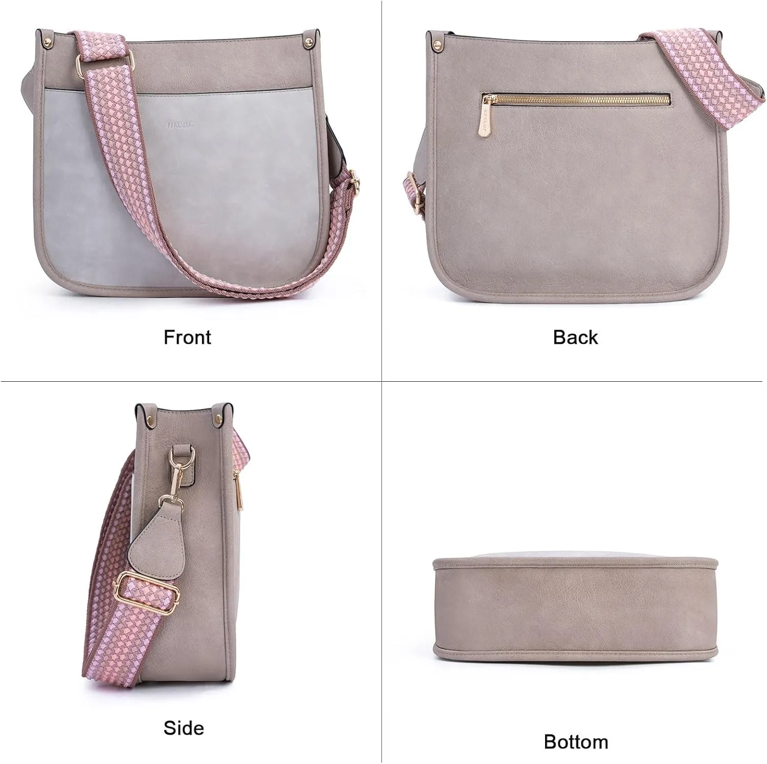 HKCLUF Crossbody Bags for Women Trendy Vegan Leather Hobo Handbags With 2PCS Adjustable Guitar Strap Shoulder Bucket Bags
