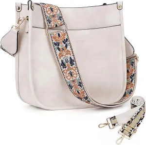 HKCLUF Crossbody Bags for Women Trendy Vegan Leather Hobo Handbags With 2PCS Adjustable Guitar Strap Shoulder Bucket Bags
