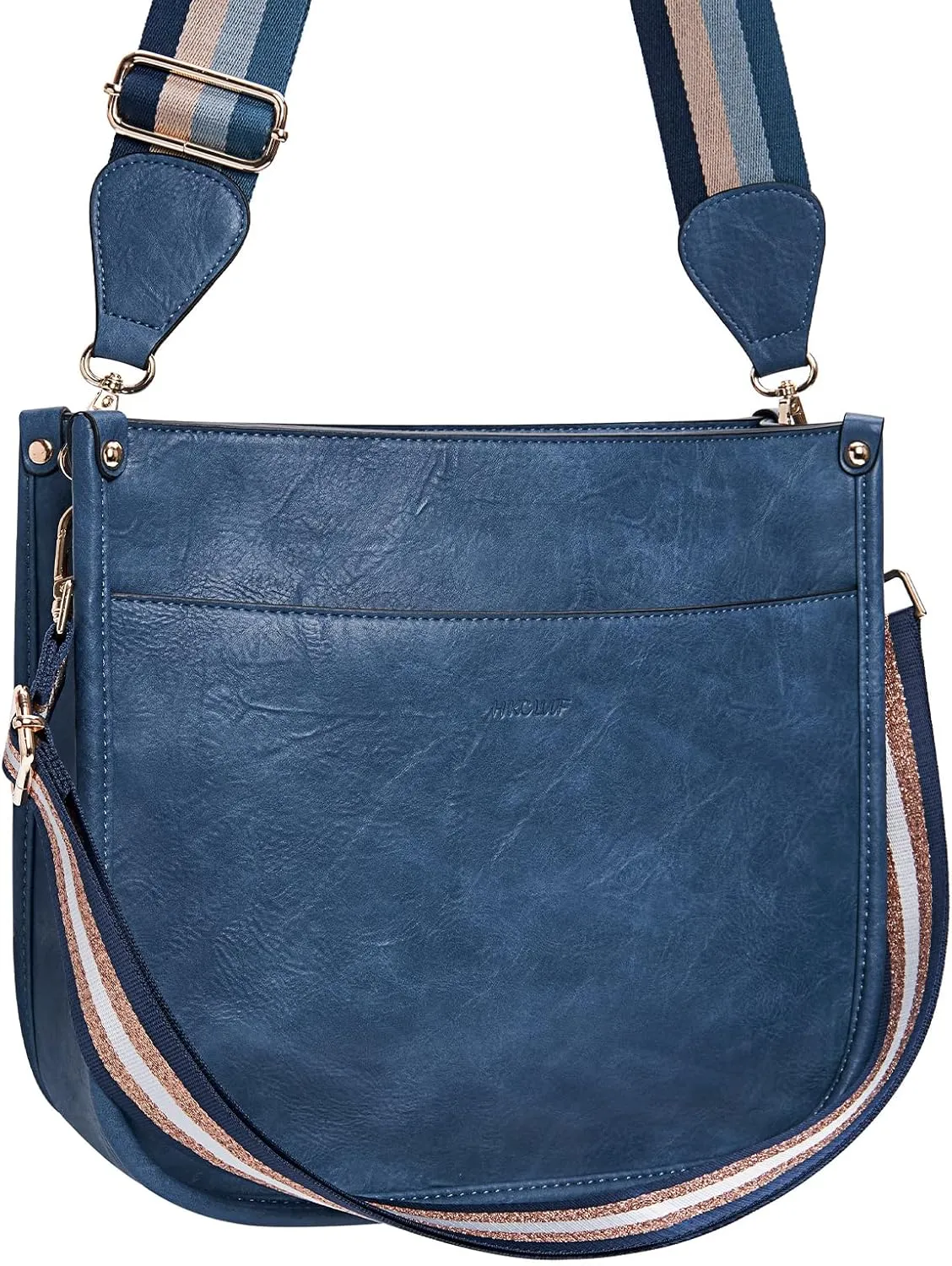 HKCLUF Crossbody Bags for Women Trendy Vegan Leather Hobo Handbags With 2PCS Adjustable Guitar Strap Shoulder Bucket Bags
